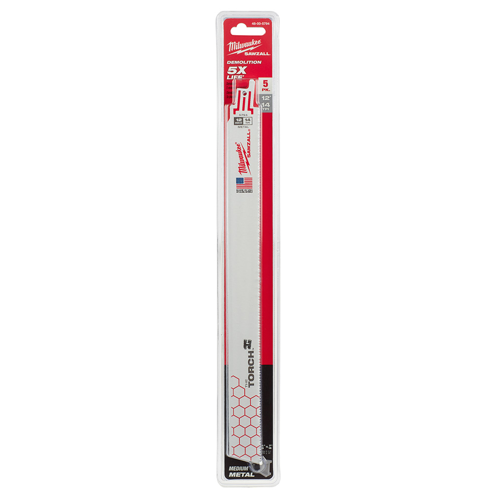 5PK 12" 14T Torch Sawzall Blade