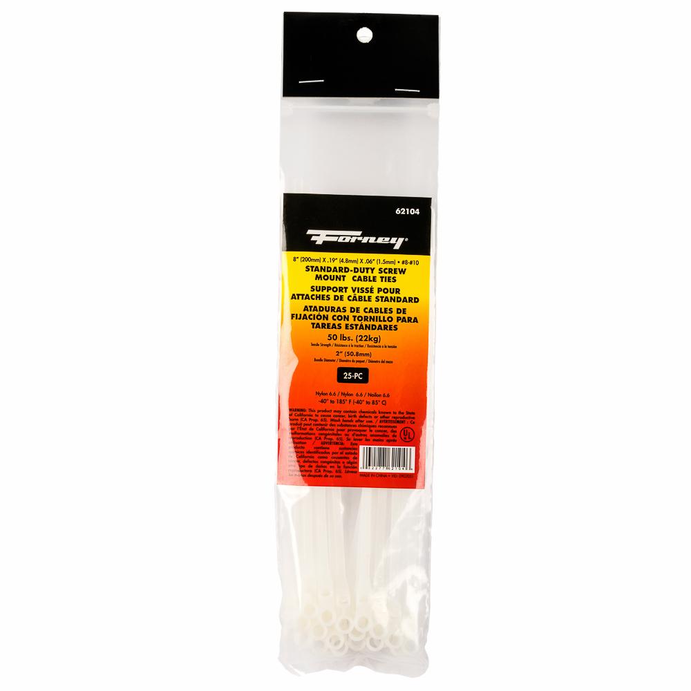 25PK 8" Nat SD Screw Cable Ties