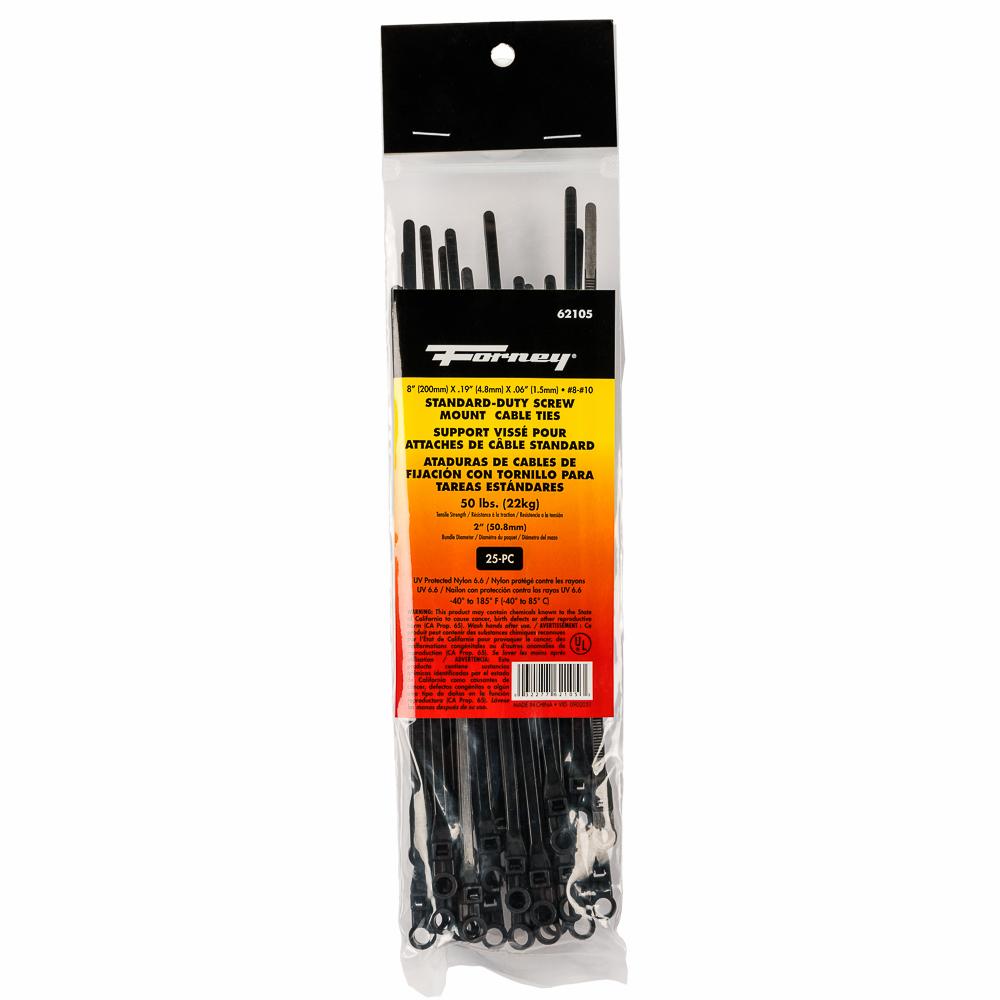 25PK 8" Blk SD Screw Cable Ties