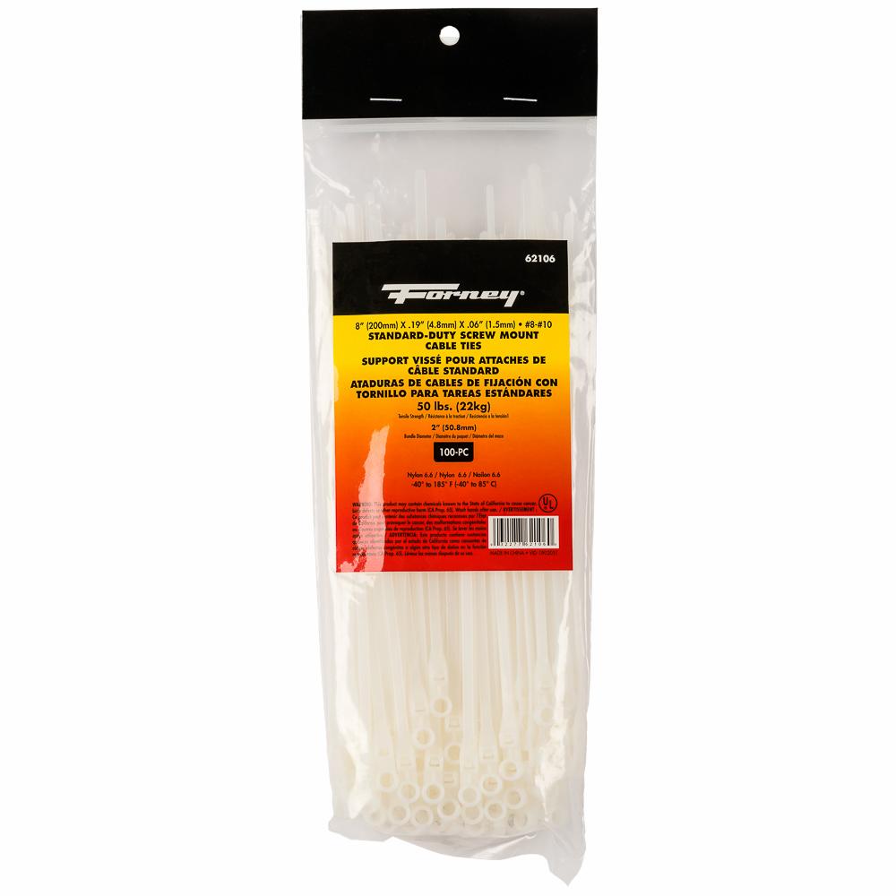 100PK 8" Nat SD Screw Cable Ties