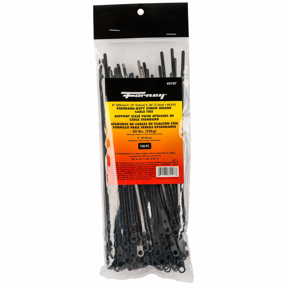 100PK 8" Blk SD Screw Cable Ties