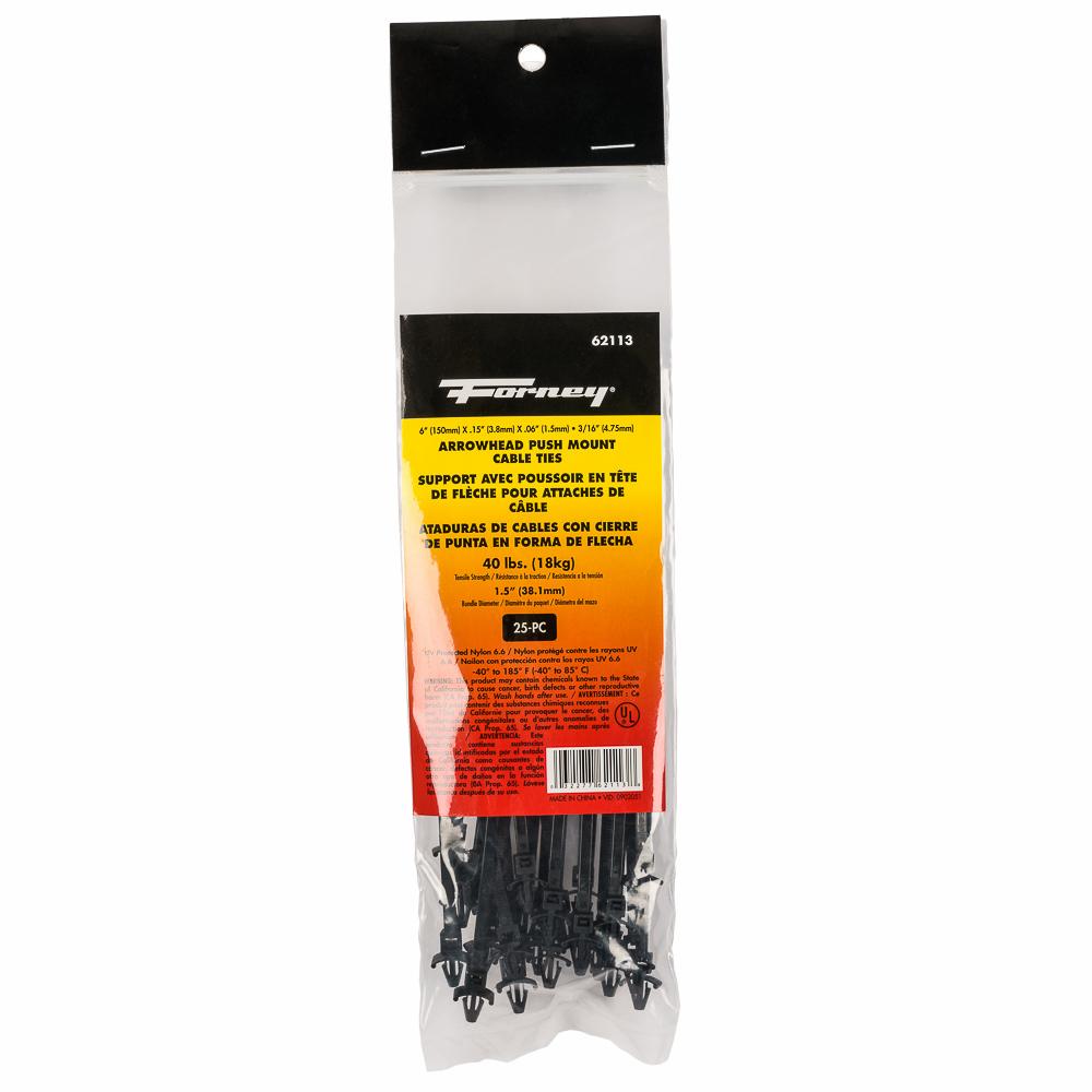 25PK 6" Blk Arrowhead Cable Ties