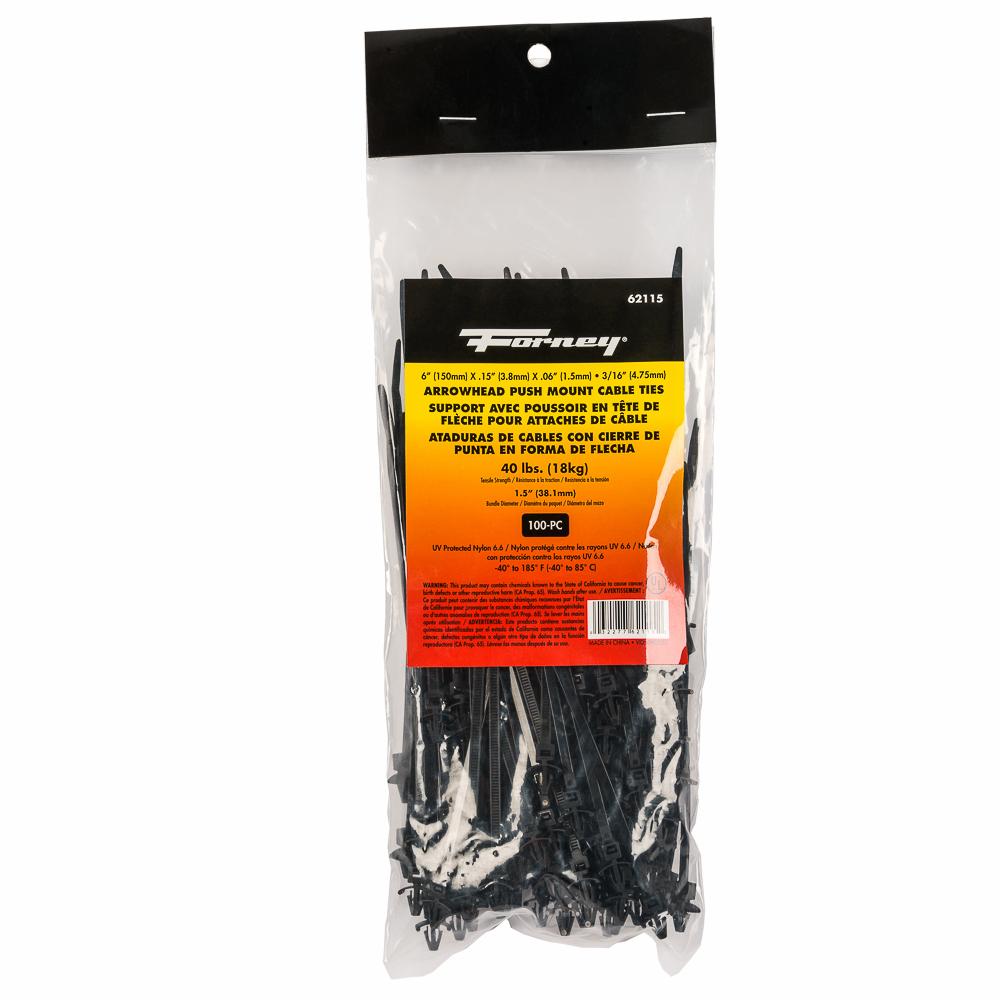 100PK 6" Blk Arrowhead Cable Tie