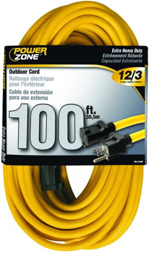 100FT 12/3 Yellow Extension Cord