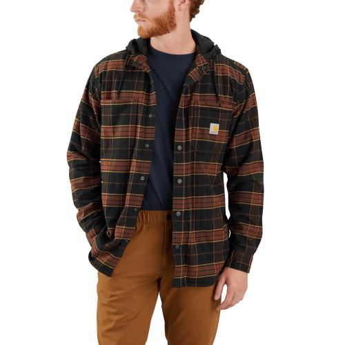 Mens Flannel Hooded Shirt Jac BK