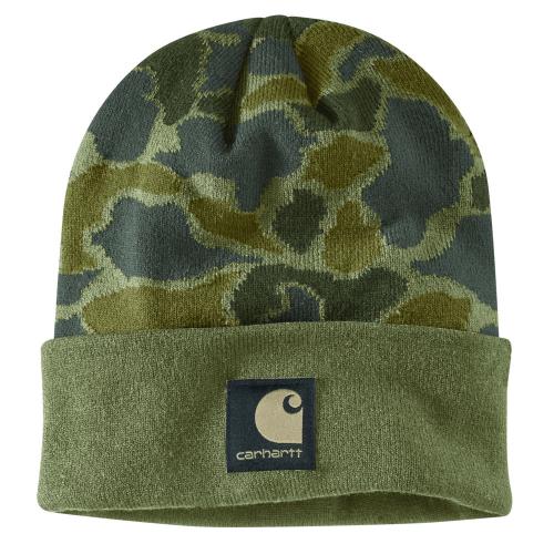 Mens Knit Cuffed Camo Beanie