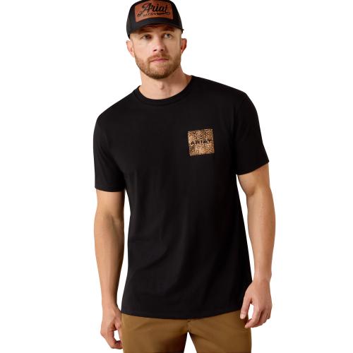 Mens Leather Patch Classic T BLK