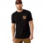 Mens Leather Patch Classic T BLK