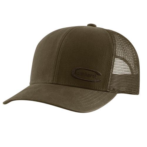 Canvas Mesh-Back Embossed Cap BL