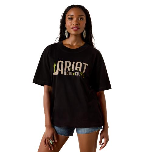 Womens Ariat Boot Logo Shirt BLK
