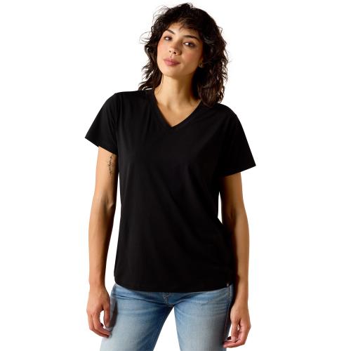 Womens Compass V-Neck Shirt BLK