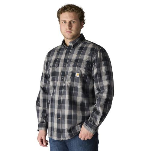 Mens Chambray LS Plaid Shirt BLK