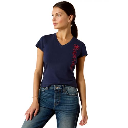 Womens Ariat Vertical Logo NV/RD