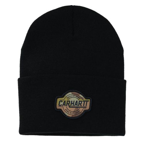Camo Patch Cuffed Beanie BLK