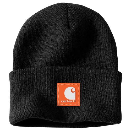 Knit Rubber Patch Beanie BK/WO