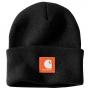 Knit Rubber Patch Beanie BK/WO