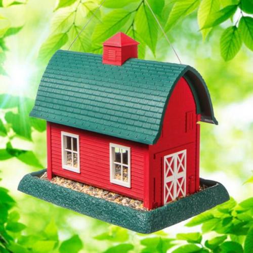 Large Red Barn Bird Feeder